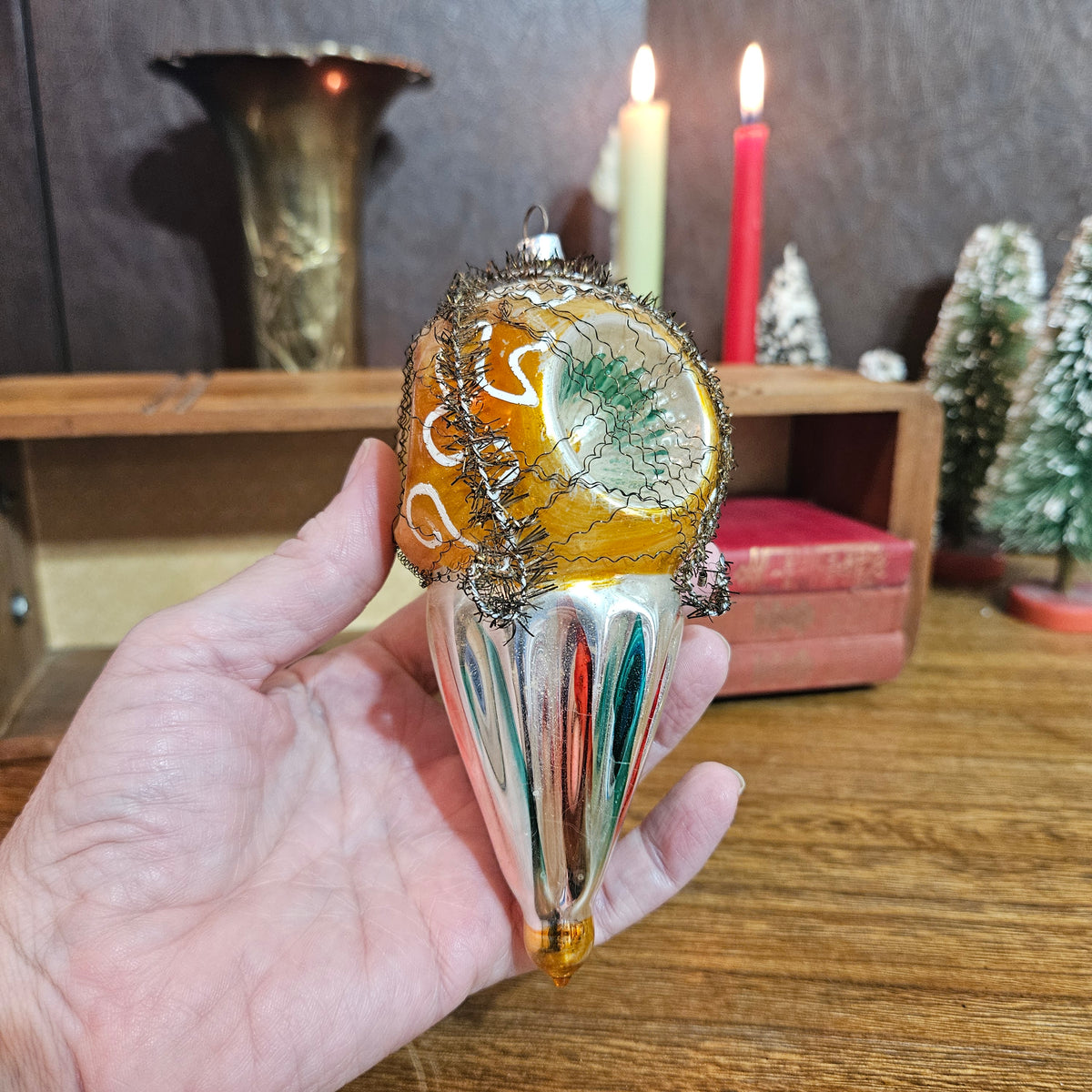 Glass Reflector Christmas Ornaments - Set of 2