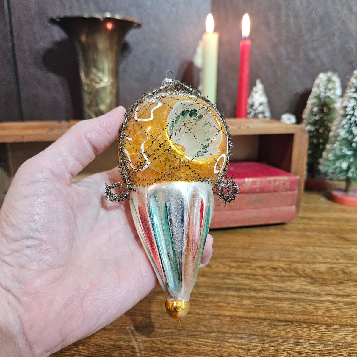 Glass Reflector Christmas Ornaments - Set of 2