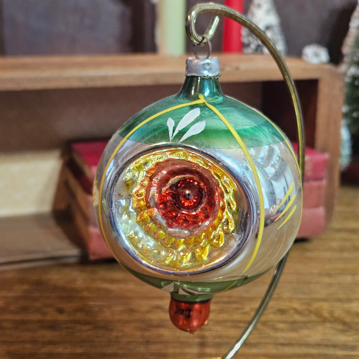 Set of 3 Vintage Reflector Glass Christmas Ornaments