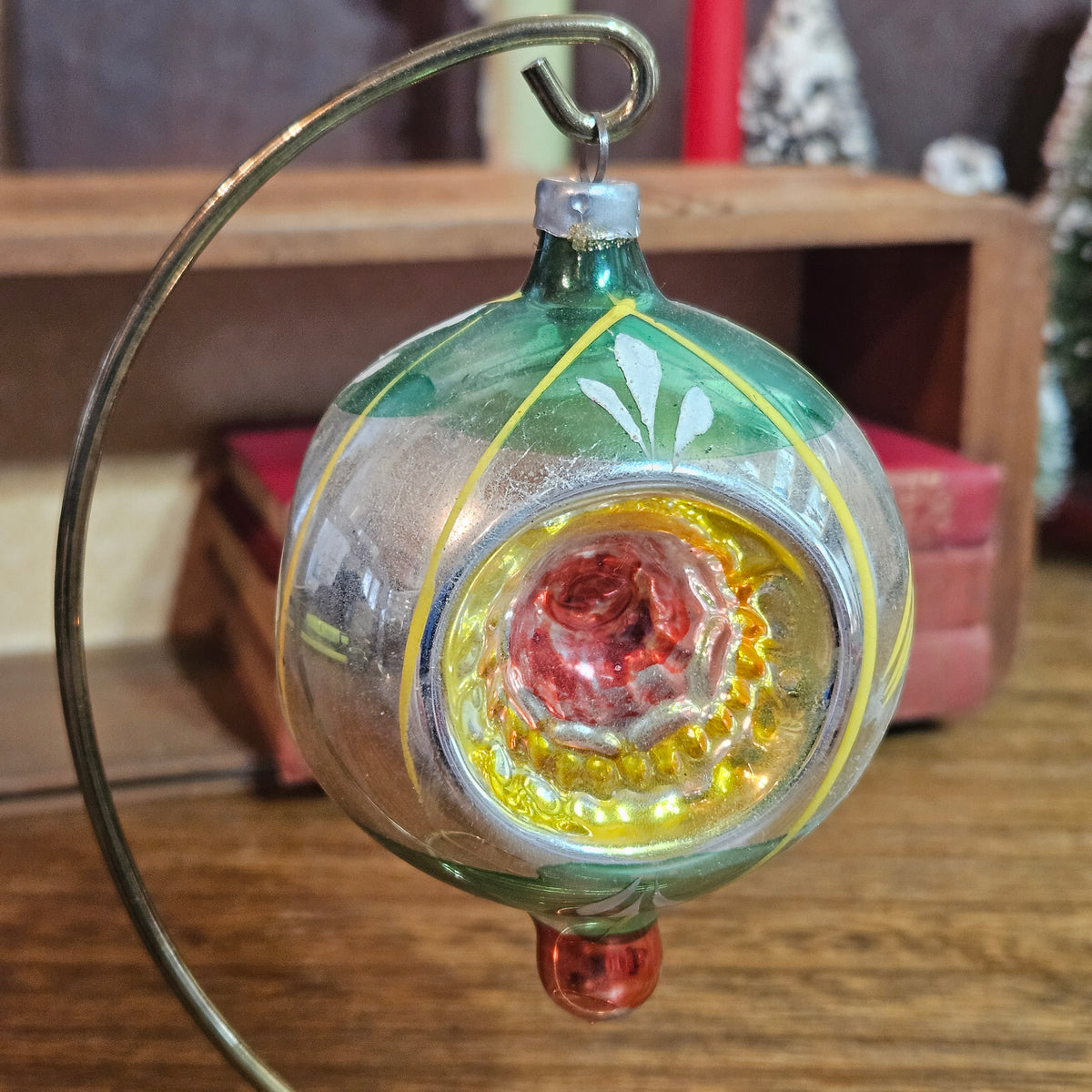 Set of 3 Vintage Reflector Glass Christmas Ornaments