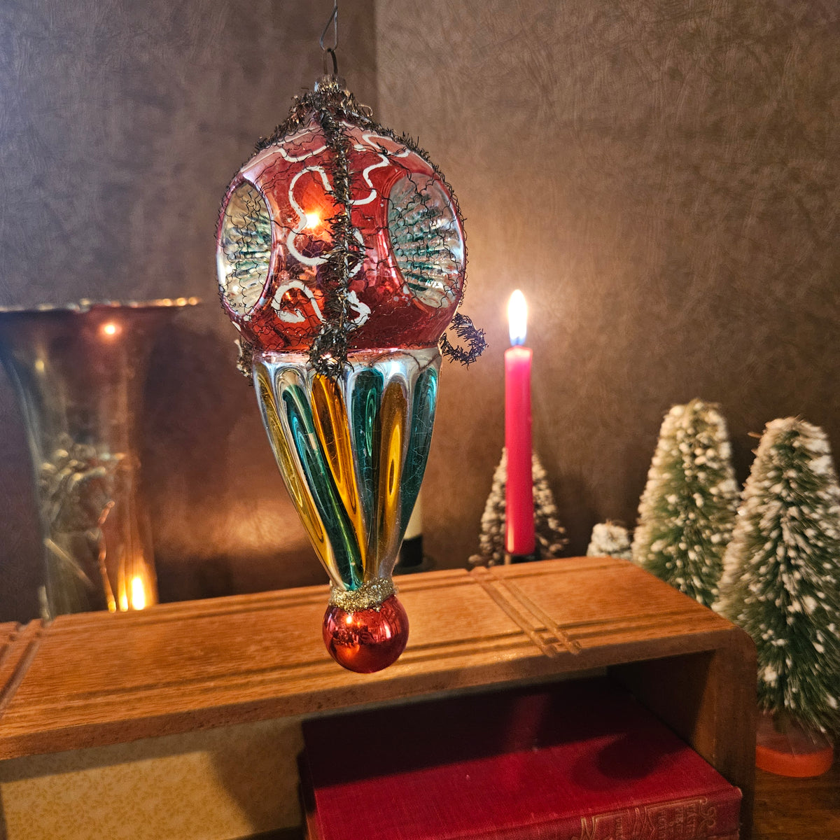 Glass Reflector Christmas Ornaments - Set of 2