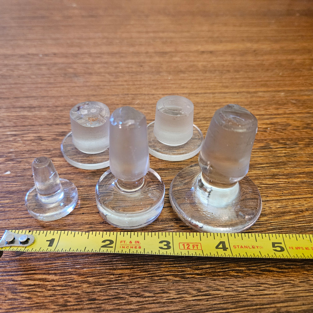 Lot of 5 Vintage Clear Glass Bottle and Decanter Stoppers