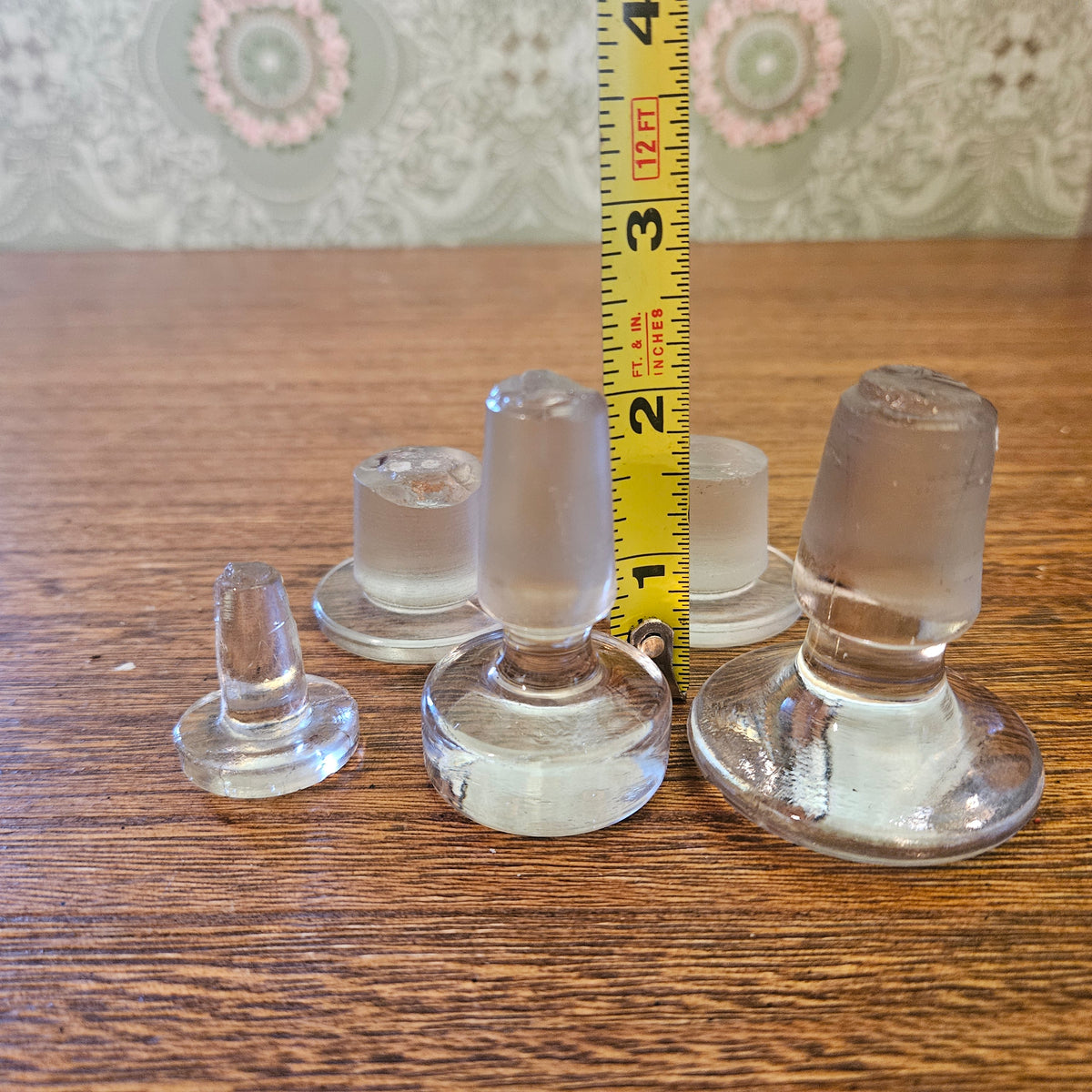 Lot of 5 Vintage Clear Glass Bottle and Decanter Stoppers