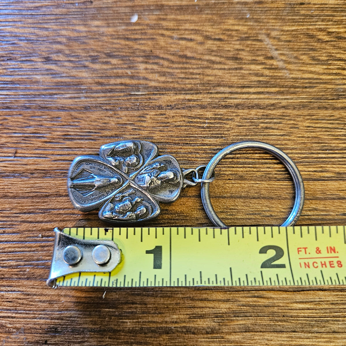 Creed Sterling Silver Four Way Catholic Medal Keychain 10.78g