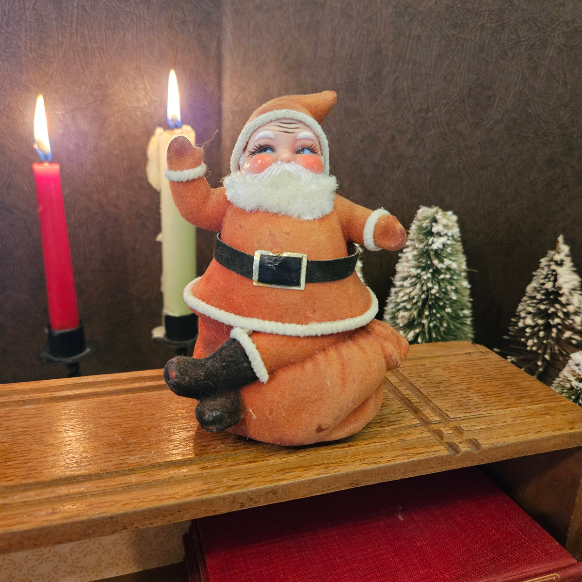 Vintage Flocked Santa Claus Coin Bank