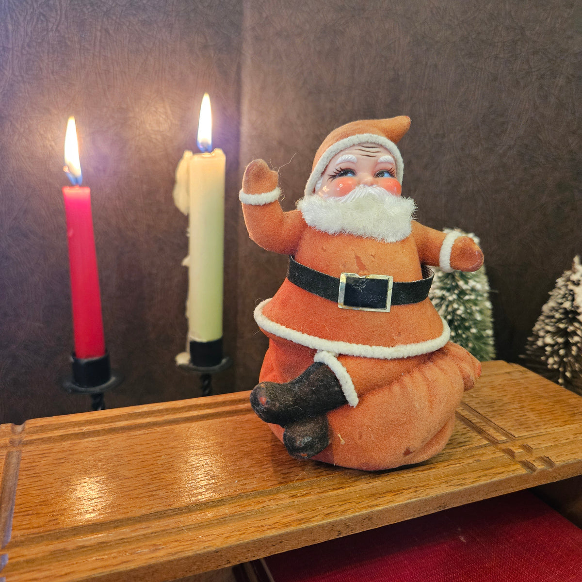 Vintage Flocked Santa Claus Coin Bank