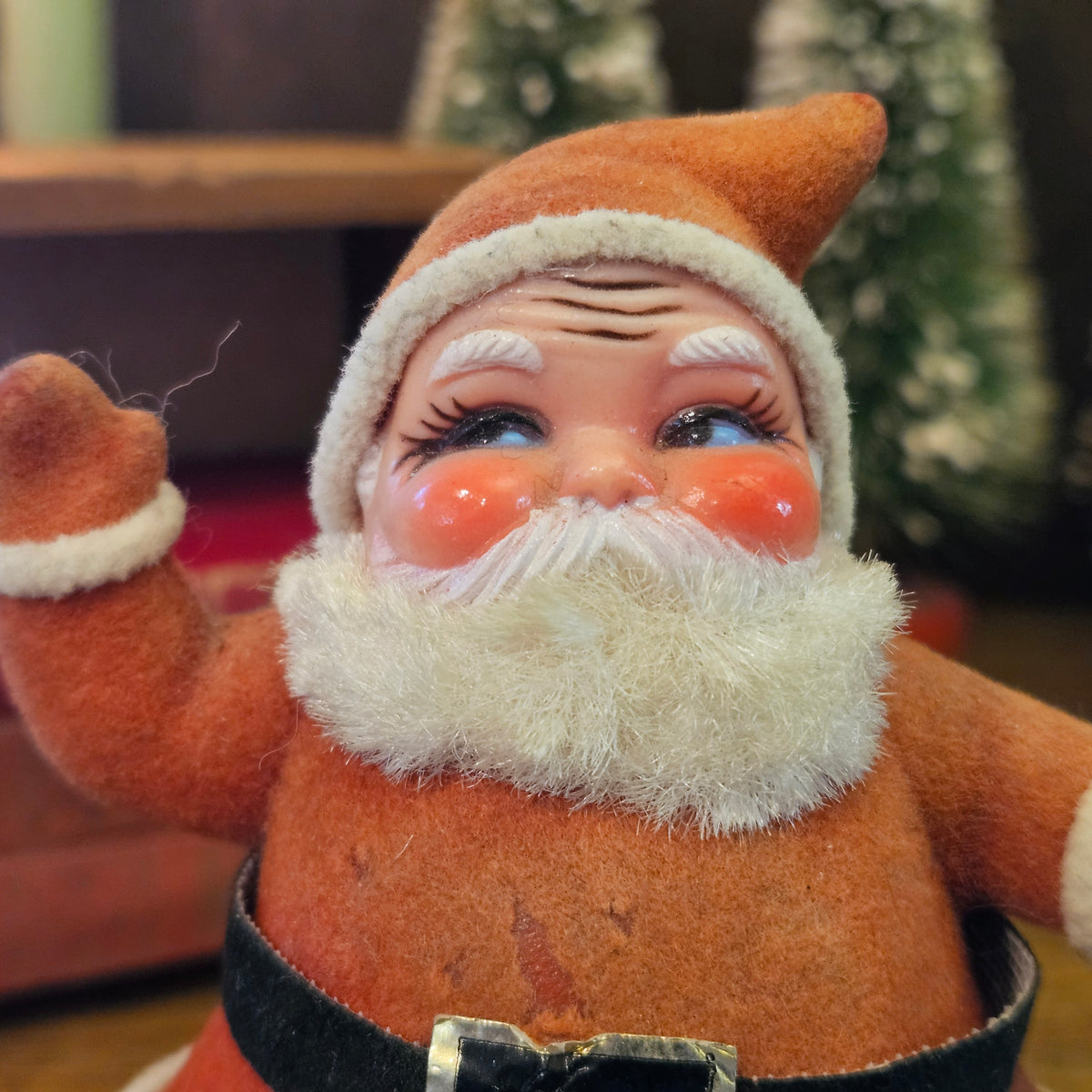 Vintage Flocked Santa Claus Coin Bank