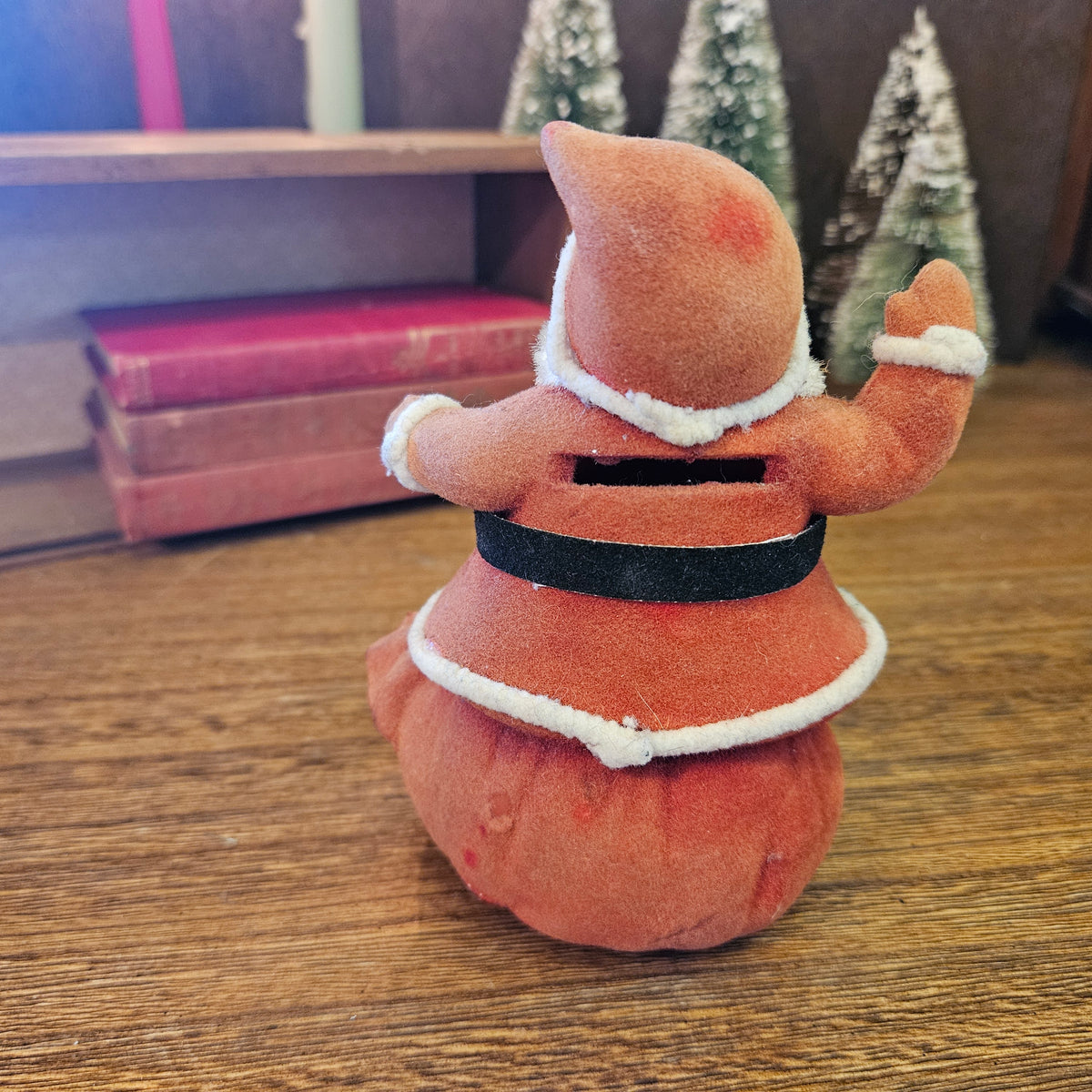 Vintage Flocked Santa Claus Coin Bank