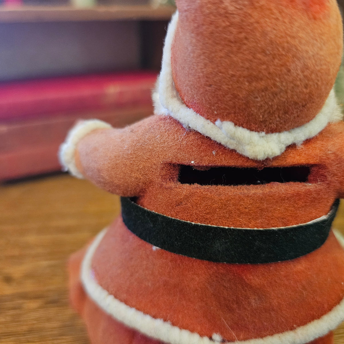 Vintage Flocked Santa Claus Coin Bank
