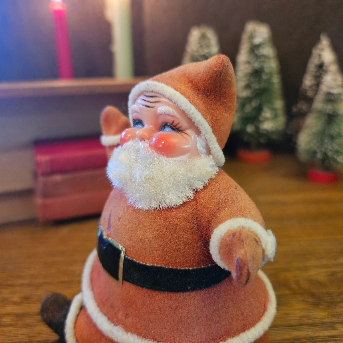 Vintage Flocked Santa Claus Coin Bank