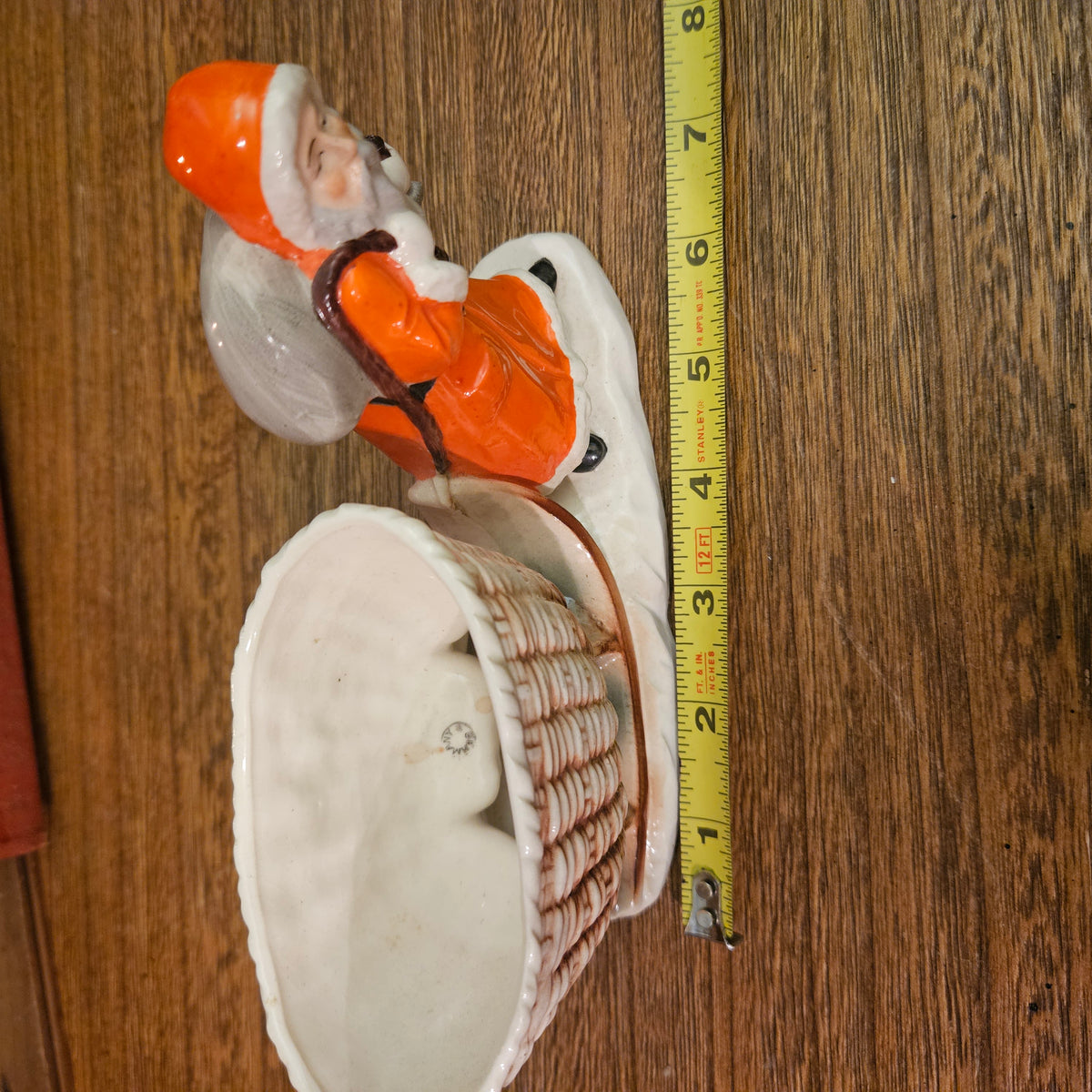 Vintage Ceramic Santa Sleigh Basket Planter