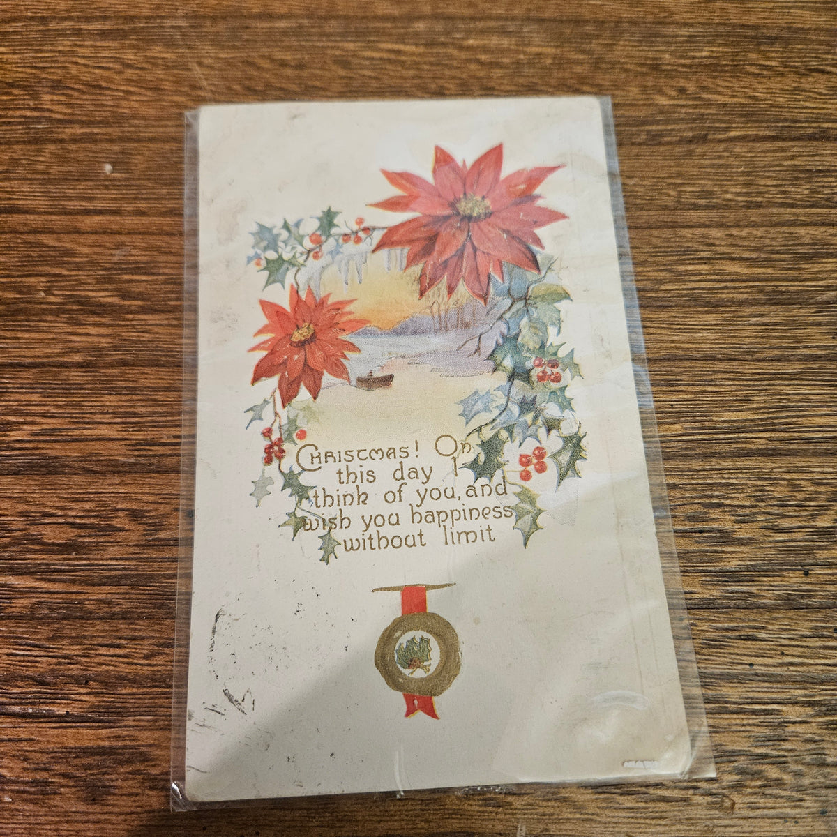 Antique Winter Christmas Postcards, Snowy Scenes, Set of 4