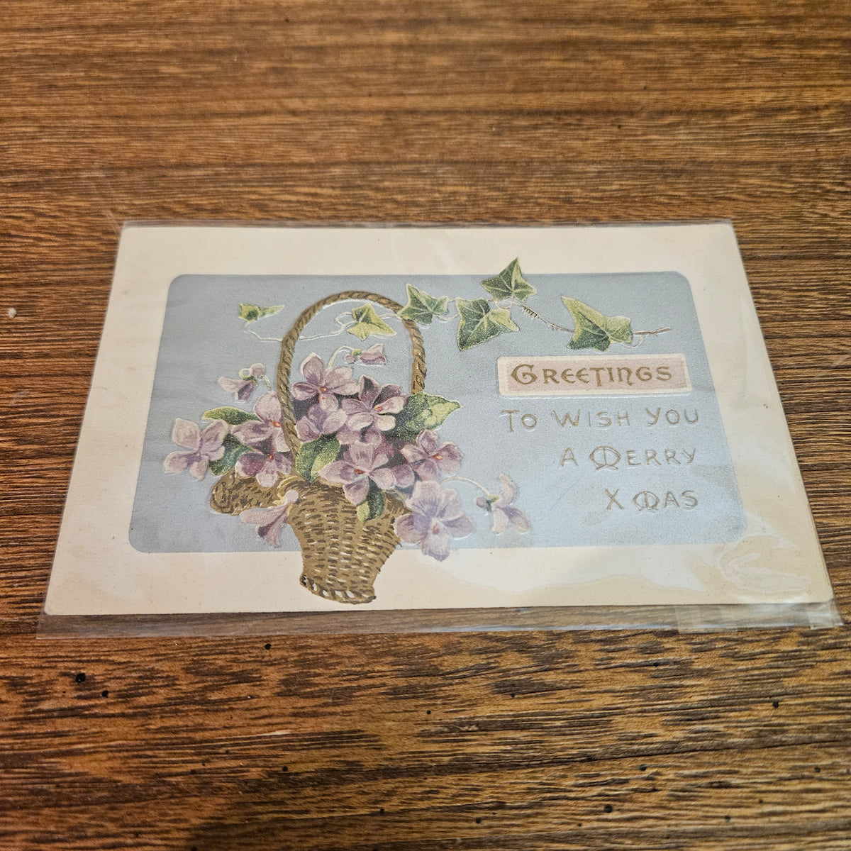 Antique Floral Christmas Postcards, Velvet Flower, Set of 3