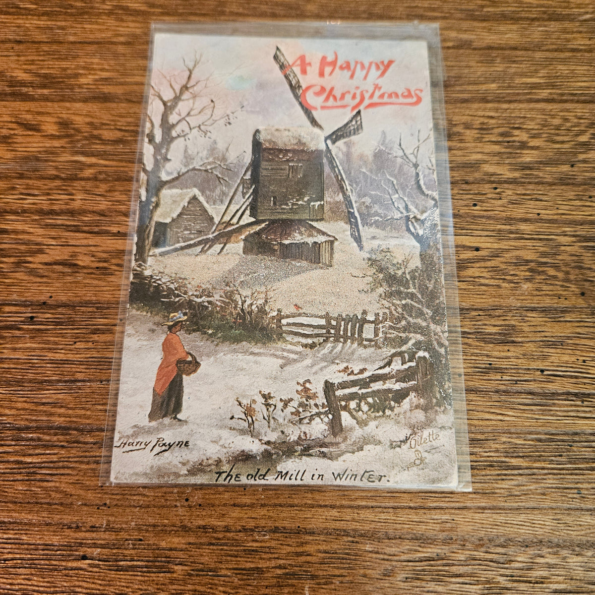 Antique Winter Christmas Postcards, Snowy Scenes, Set of 4