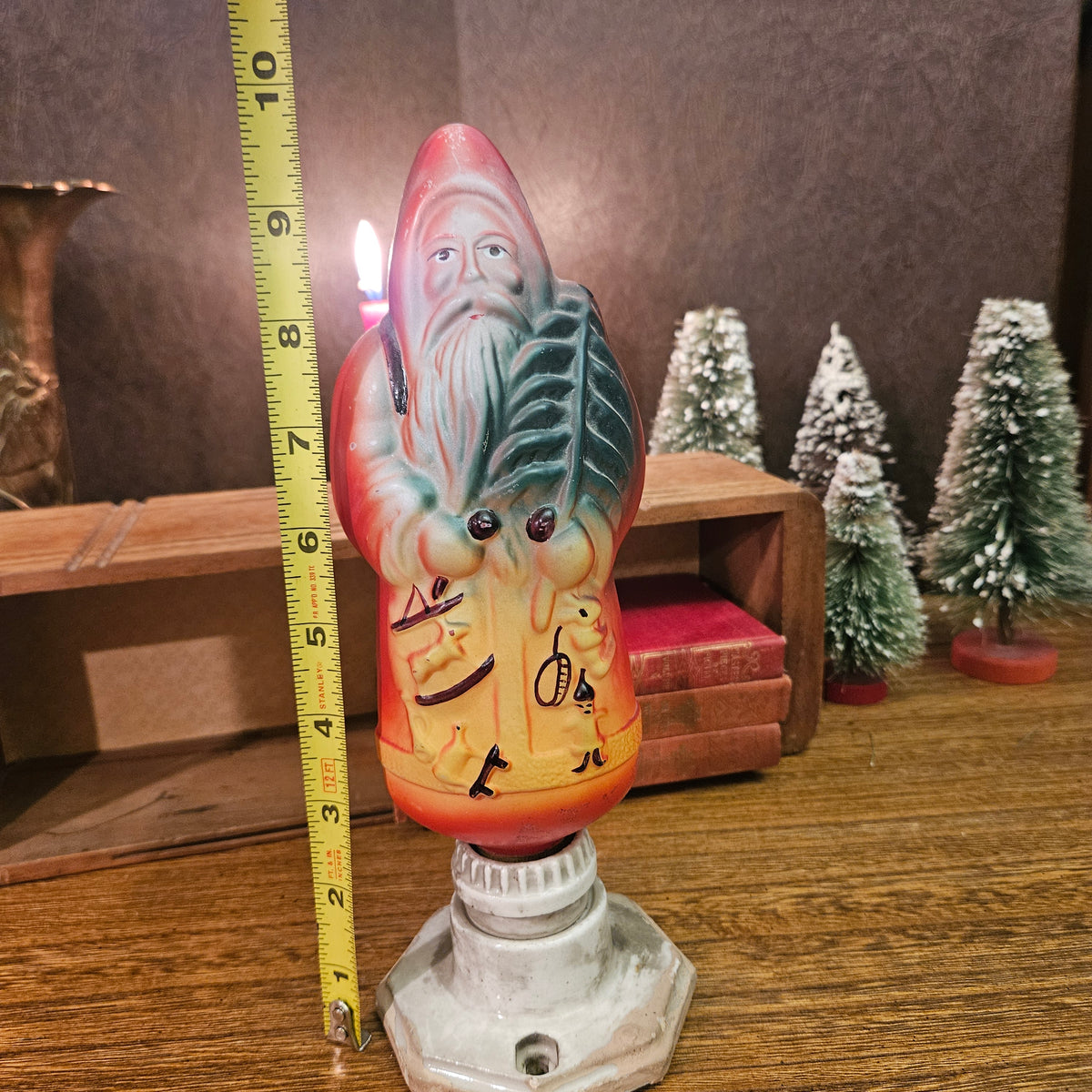 Antique Figural Santa Christmas Light with Leviton Porcelain Base