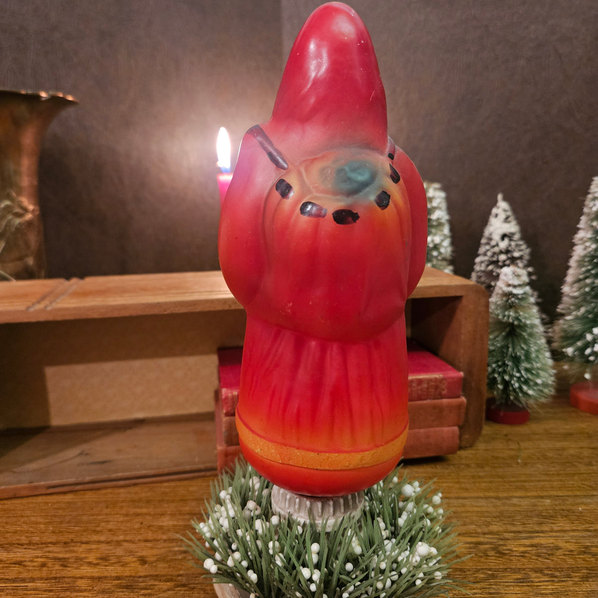 Antique Figural Santa Christmas Light with Leviton Porcelain Base