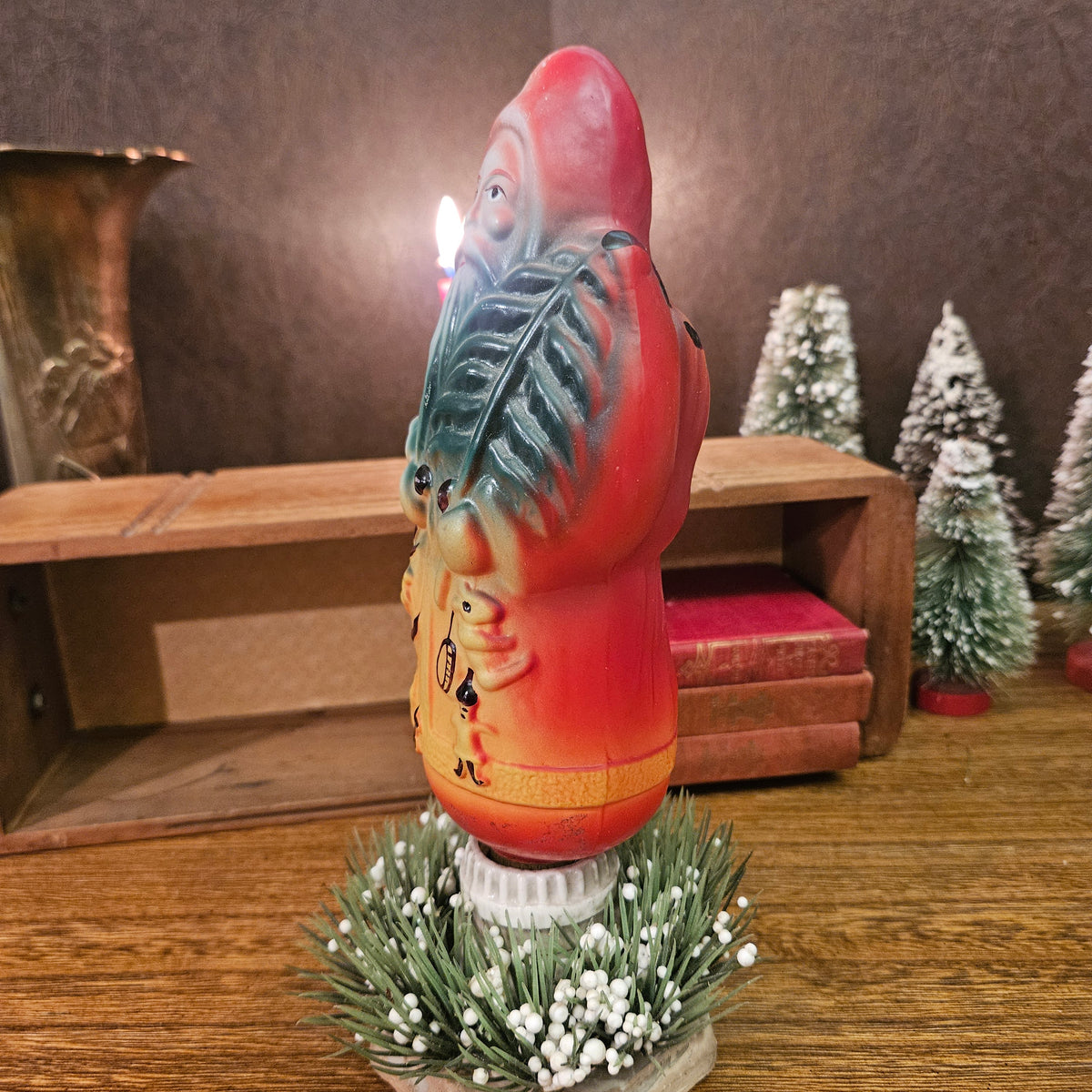 Antique Figural Santa Christmas Light with Leviton Porcelain Base
