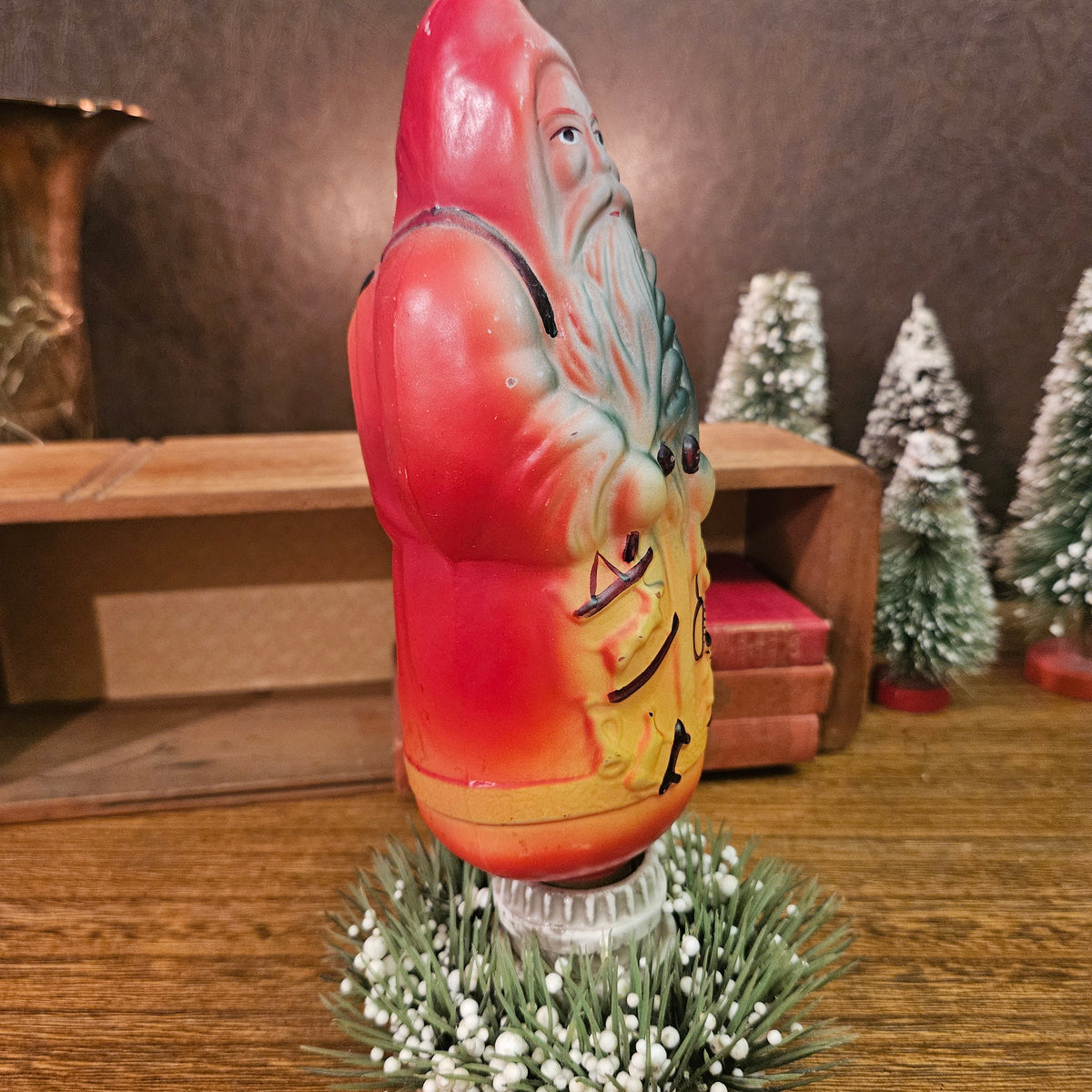 Antique Figural Santa Christmas Light with Leviton Porcelain Base