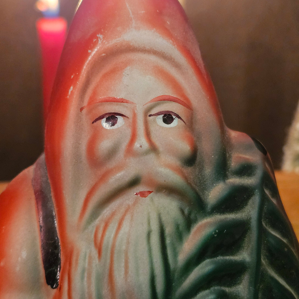 Antique Figural Santa Christmas Light with Leviton Porcelain Base