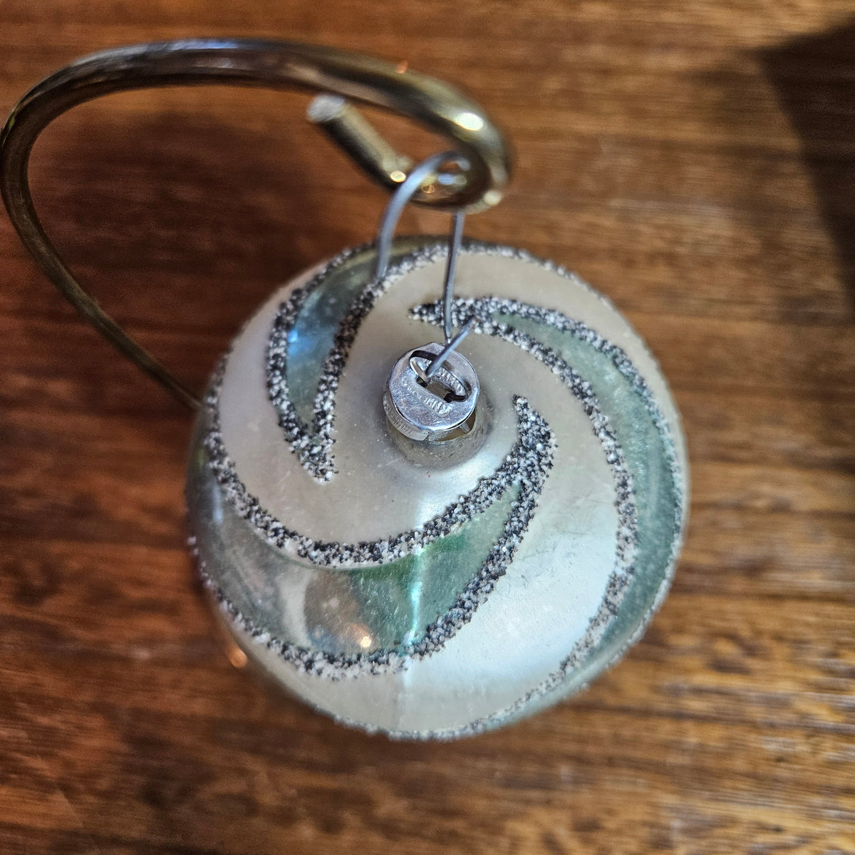 Set of 4 Vintage Glass Christmas Ornaments – Pinecone, Stripes & Glitter