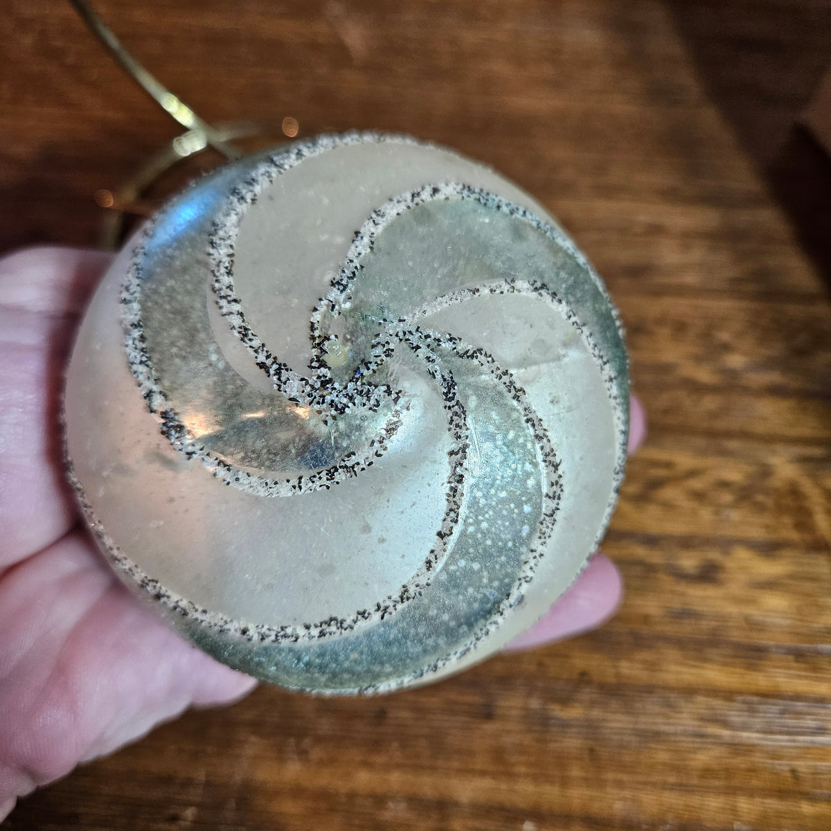 Set of 4 Vintage Glass Christmas Ornaments – Pinecone, Stripes & Glitter