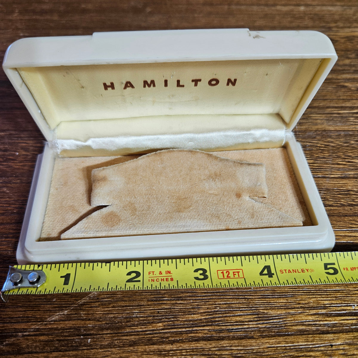 Vintage Hamilton Watch Presentation Box – Cream Ornate Wristwatch Case