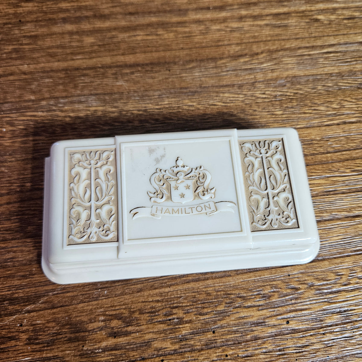 Vintage Hamilton Watch Presentation Box – Cream Ornate Wristwatch Case
