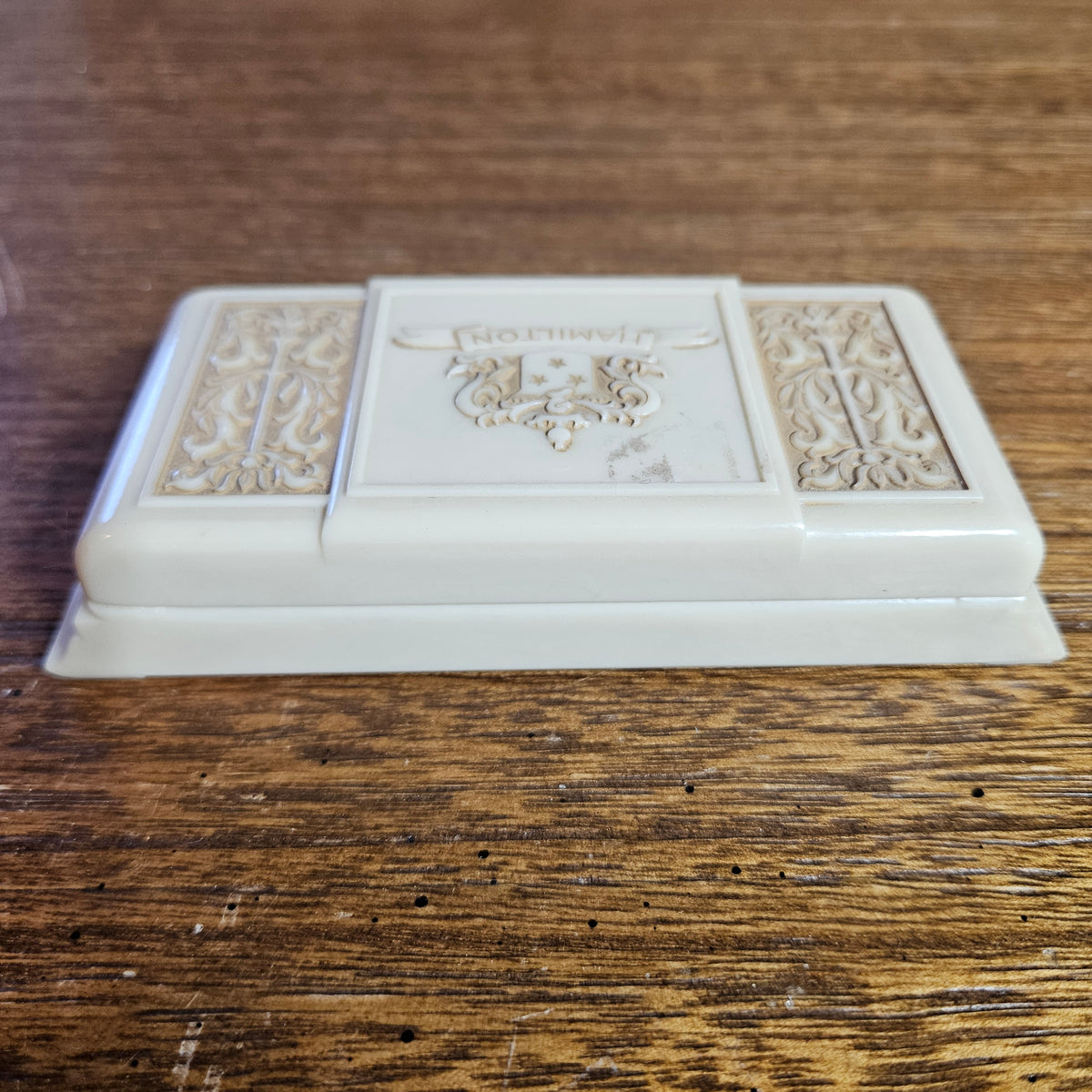 Vintage Hamilton Watch Presentation Box – Cream Ornate Wristwatch Case