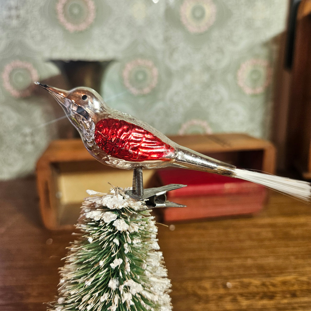 Set of 5 Vintage Glass Bird Clip-On Christmas Ornaments – Mixed Flock