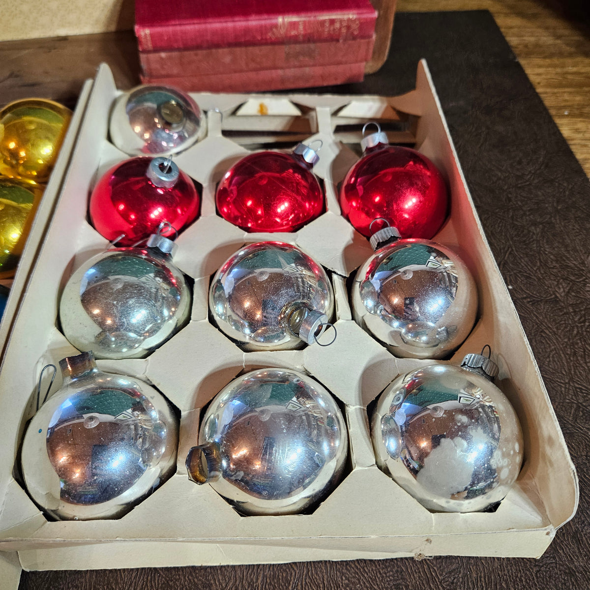 Vintage Coby Glass Christmas Ornaments Mixed Colors in Box