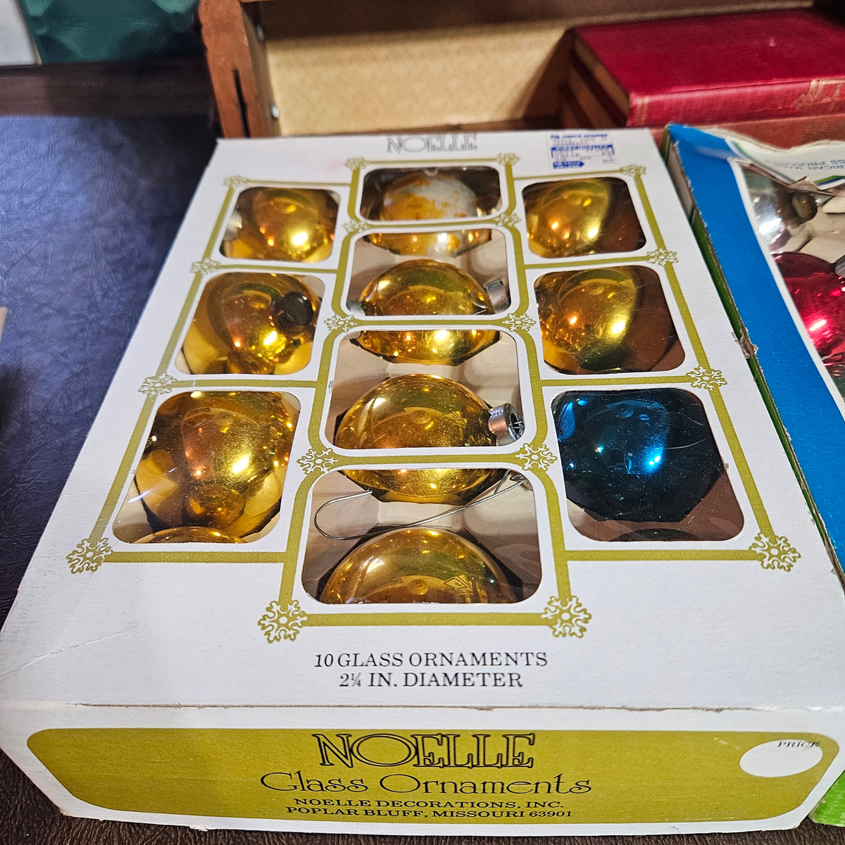 Vintage Noelle Glass Christmas Ornaments 2.25 Inch Boxed Set