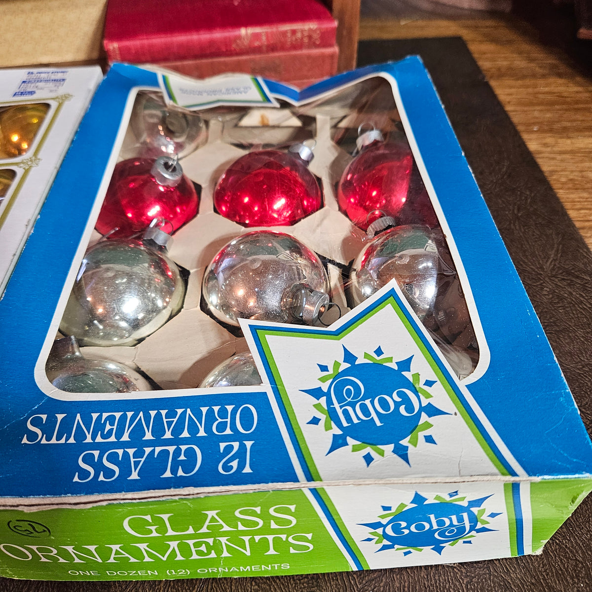 Vintage Coby Glass Christmas Ornaments Mixed Colors in Box