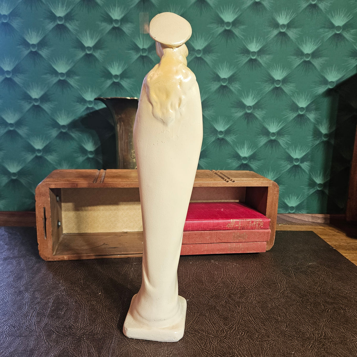 Vintage Virgin Mary Madonna Statue in Ivory and Pale Blue