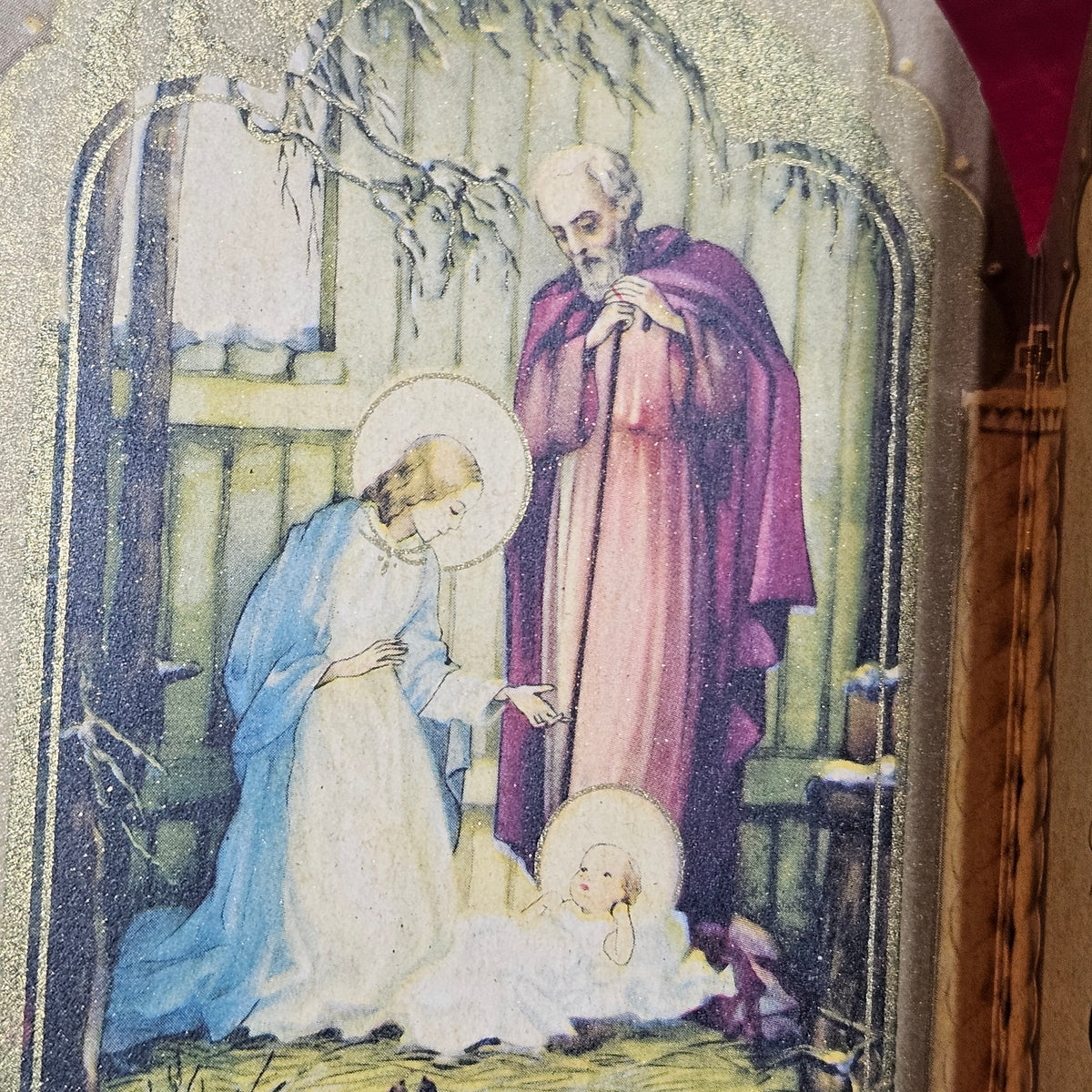 Vintage Folding Nativity Triptych Paper Christmas Decoration