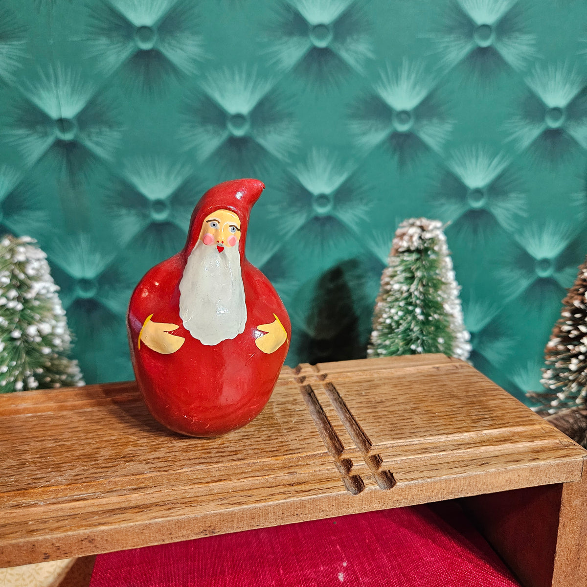 Small Vintage Hand-Painted Red Santa Figure