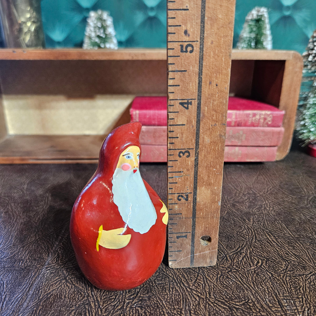 Small Vintage Hand-Painted Red Santa Figure