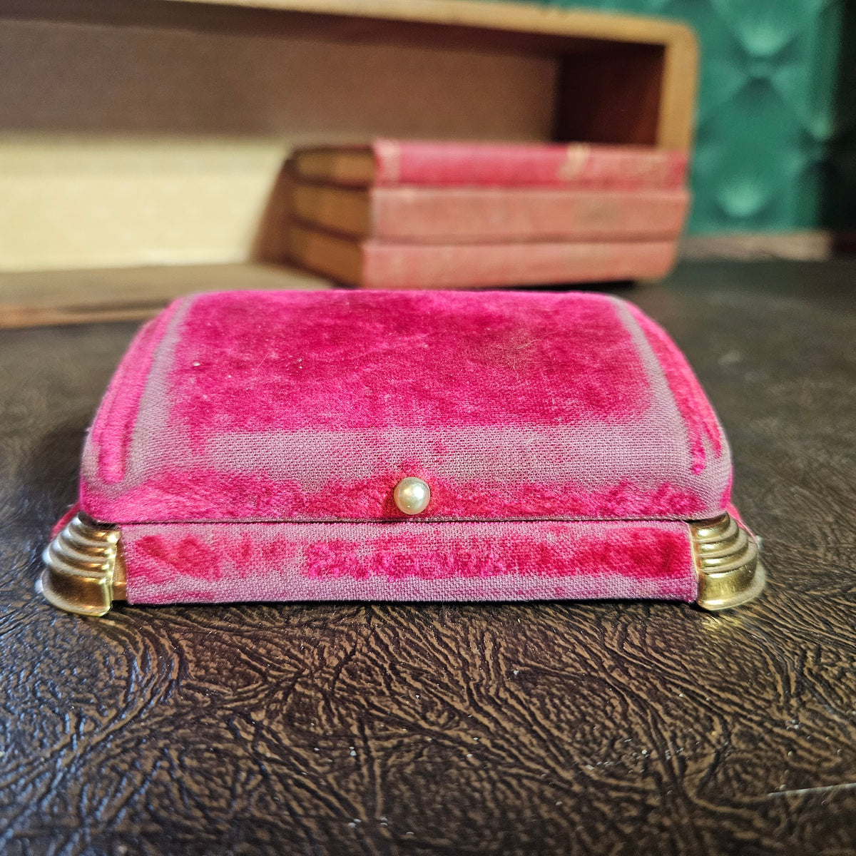 Vintage Bulova Fifth Avenue Pink Velvet Watch Jewelry Box