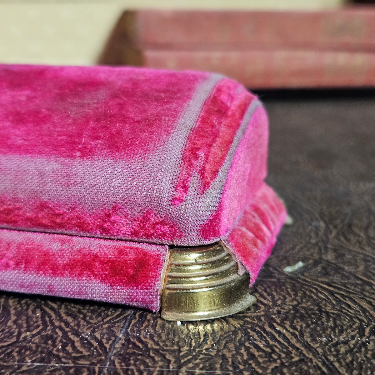 Vintage Bulova Fifth Avenue Pink Velvet Watch Jewelry Box