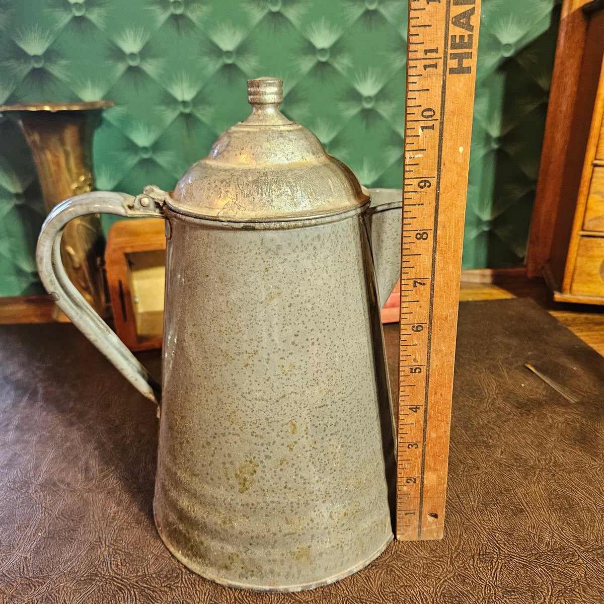 Hinged Lid Metal Coffee Pot Primitive Farmhouse Decor