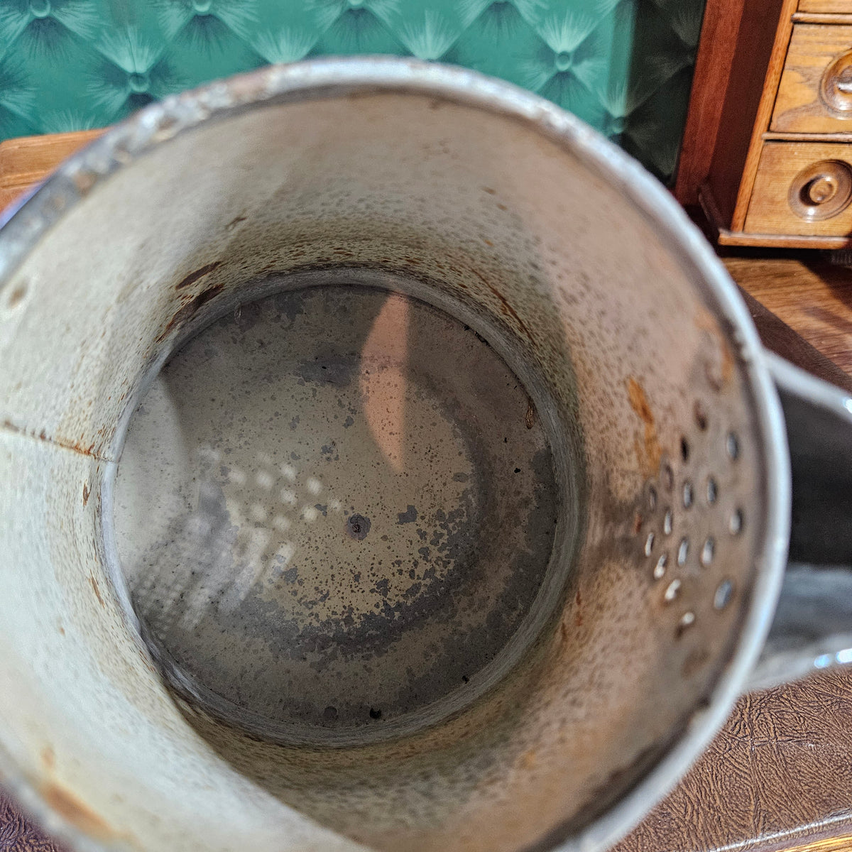 Hinged Lid Metal Coffee Pot Primitive Farmhouse Decor