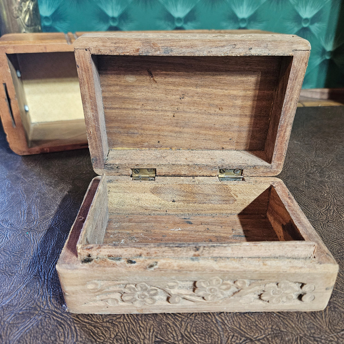 Vintage Hand Carved Wooden Box Made in India