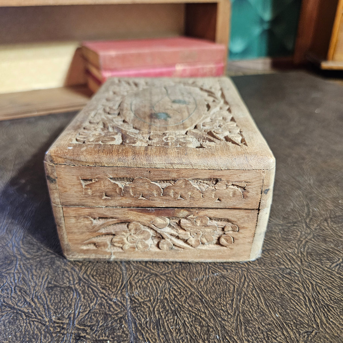 Vintage Hand Carved Wooden Box Made in India