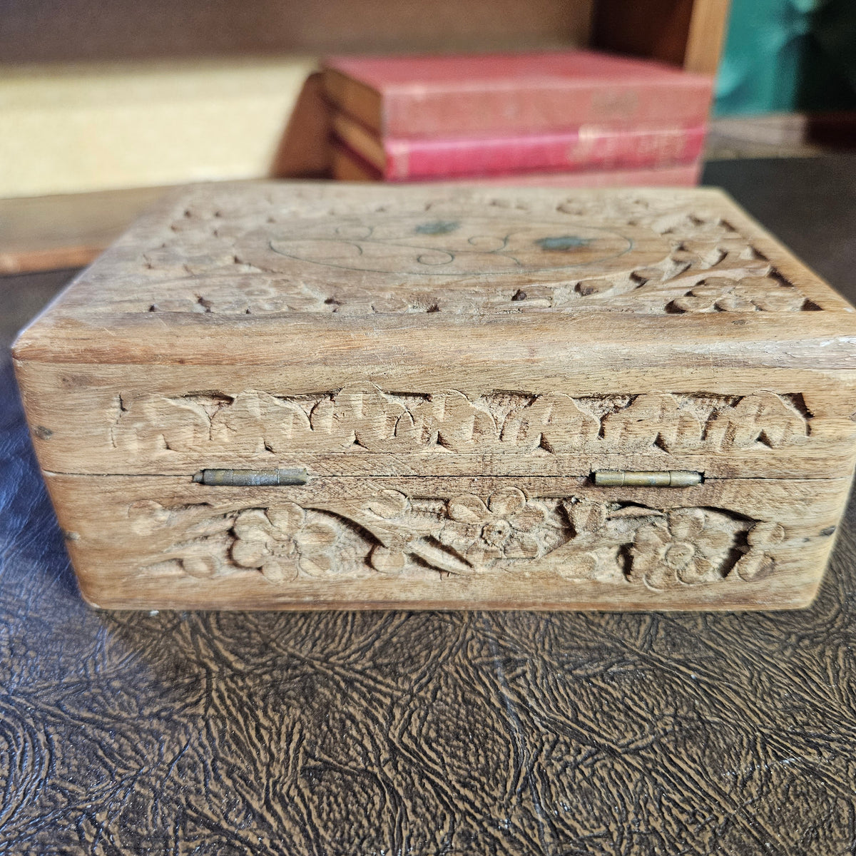 Vintage Hand Carved Wooden Box Made in India