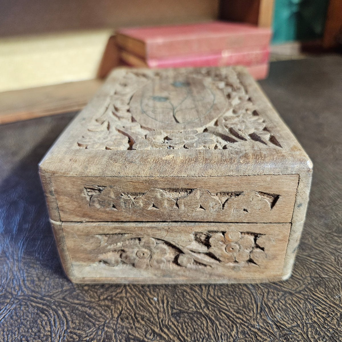 Vintage Hand Carved Wooden Box Made in India