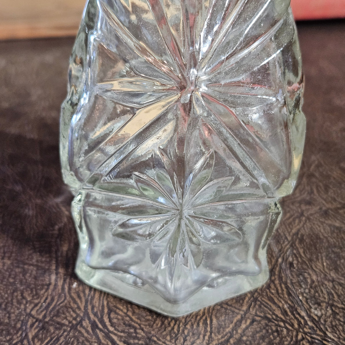 Vintage Pressed Glass Cruet Pitcher with Starburst Pattern