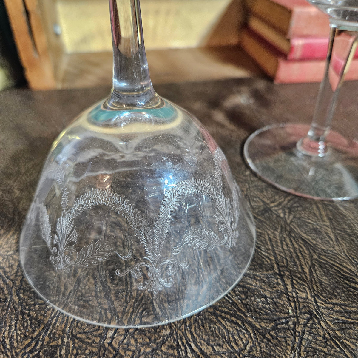 Set of 6 Vintage Etched Champagne Coupes Garland Swag Pattern