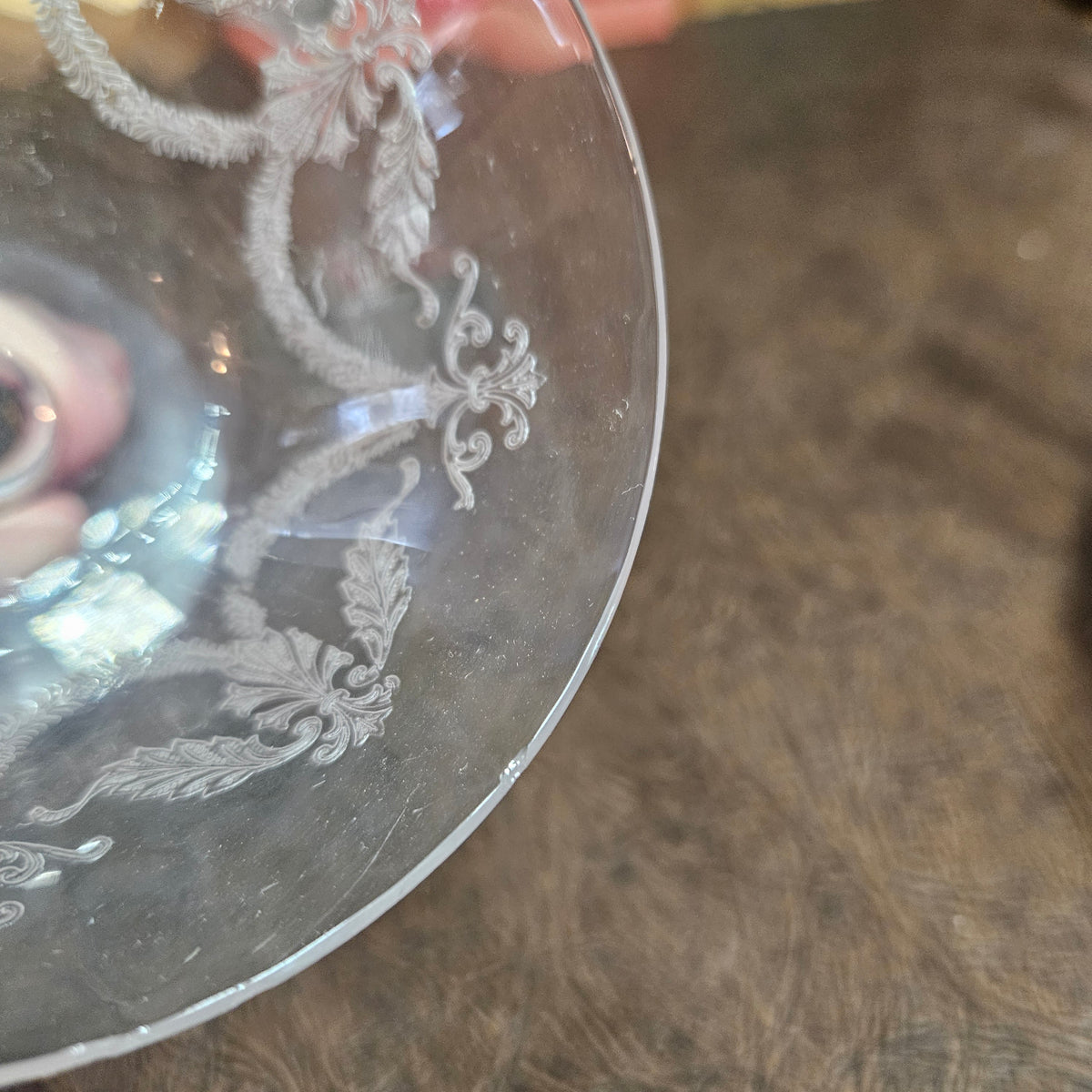 Set of 6 Vintage Etched Champagne Coupes Garland Swag Pattern