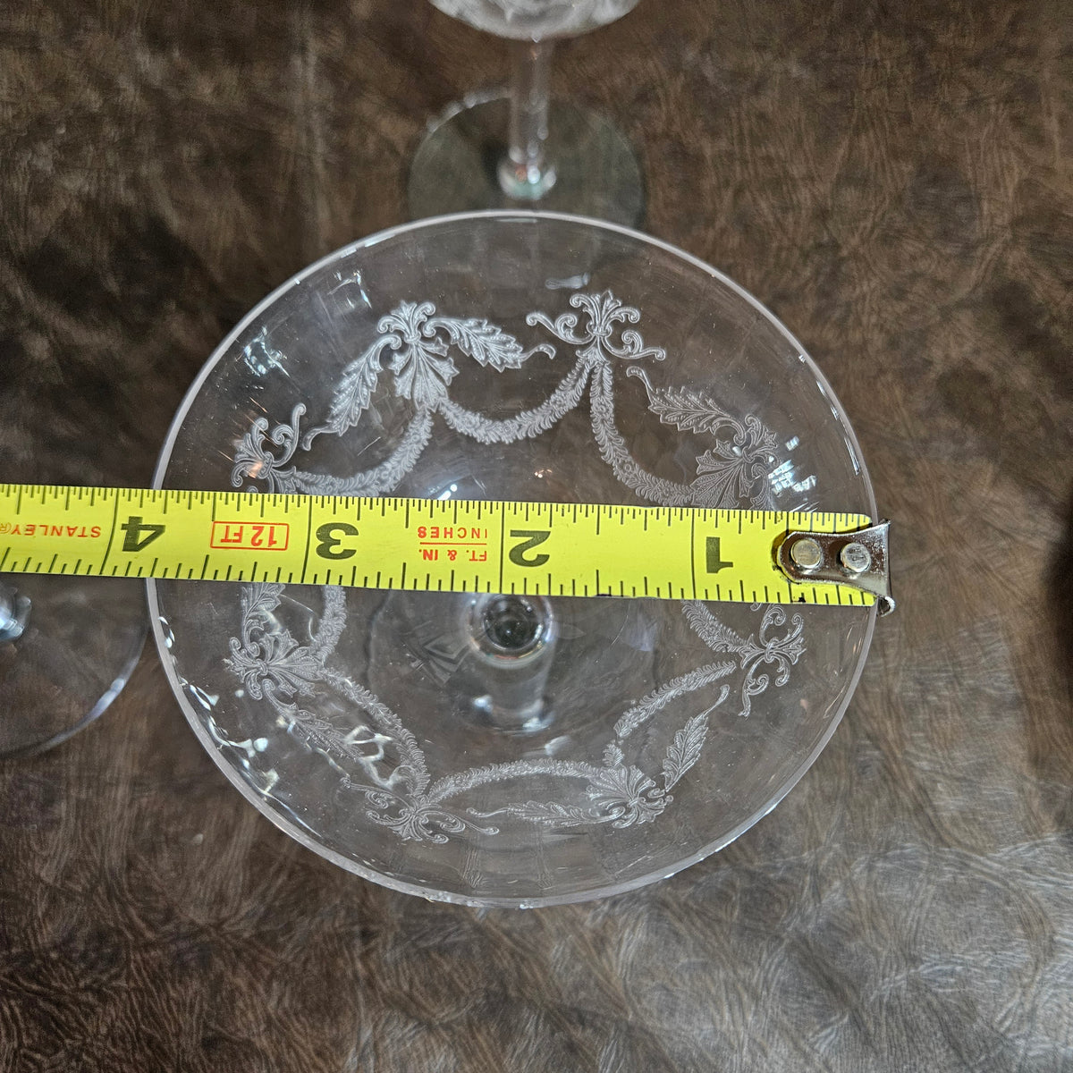 Set of 6 Vintage Etched Champagne Coupes Garland Swag Pattern