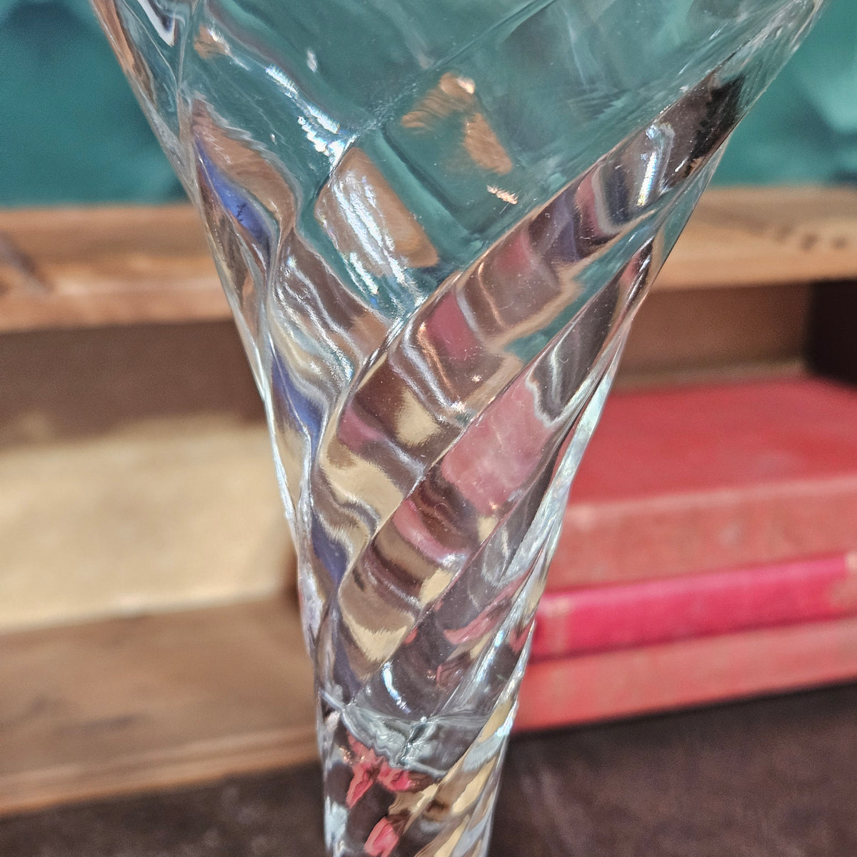 Pair Vintage Reversible Spiral Glass Vases & Candlestick Holders