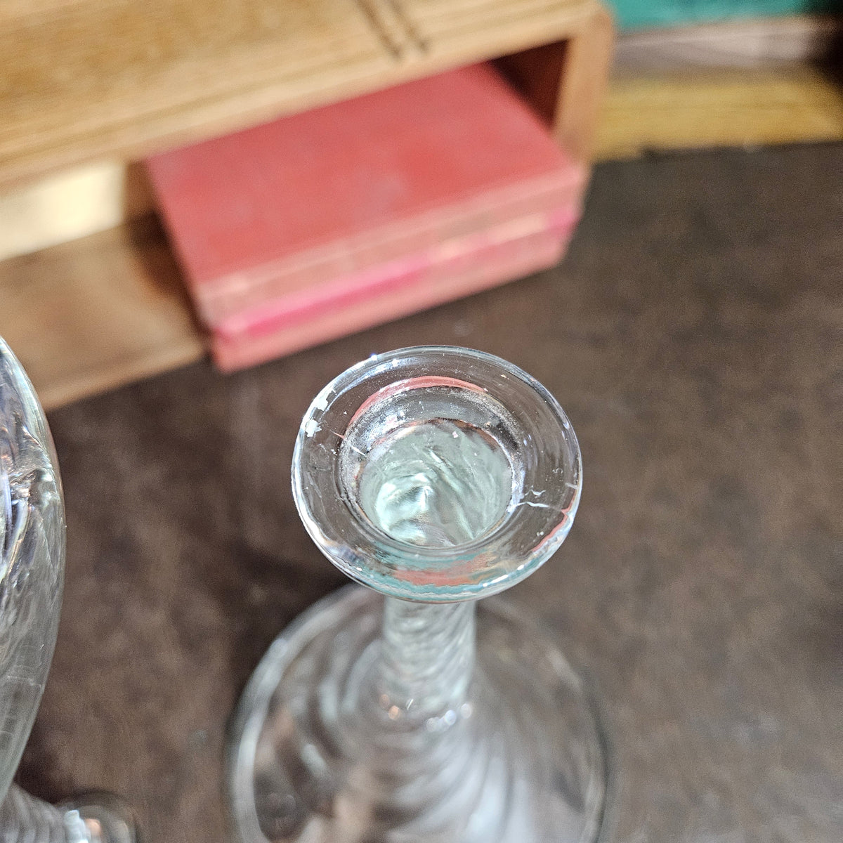 Pair Vintage Reversible Spiral Glass Vases & Candlestick Holders